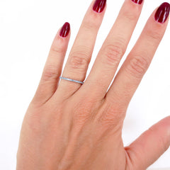 18K White Gold Sky Blue Topaz Eternity Band - 1.4mm