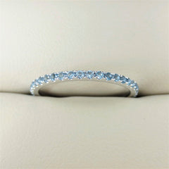 18K White Gold Sky Blue Topaz Eternity Band - 1.4mm