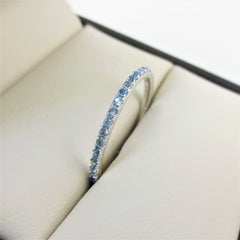 18K White Gold Sky Blue Topaz Eternity Band - 1.4mm