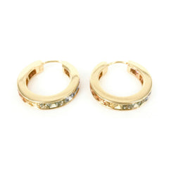 Natural Rainbow Sapphire Hoop Earrings - 18K Yellow Gold - 18mm