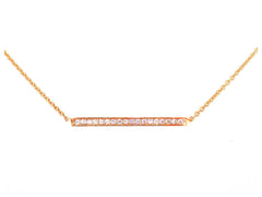 18K Yellow Gold Diamond Pave Mini Bar Necklace - Pendant