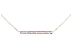 18K Gold Diamond Pave Mini Bar Necklace - Pendant