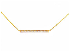 18K White Gold Diamond Pave Mini Bar Necklace - Pendant