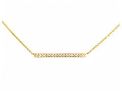 18K Yellow Gold Diamond Pave Mini Bar Necklace - Pendant