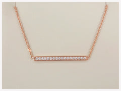 18K Yellow Gold Diamond Pave Mini Bar Necklace - Pendant