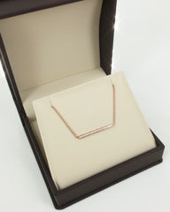 18K Rose Gold Diamond Pave Mini Bar Necklace - Pendant