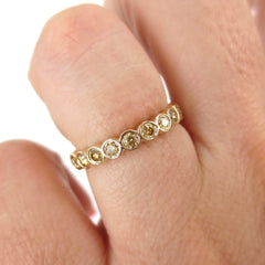 Bezel-set Round Yellow Diamond Eternity Band - 18K Yellow Gold