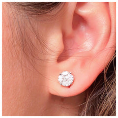 7.5mm Cluster Diamond Studs - 18K Whte Gold