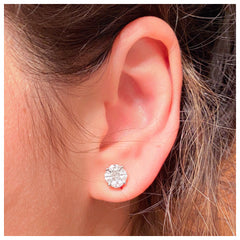 7.5mm Cluster Diamond Studs - 18K Whte Gold