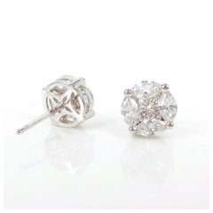 7.5mm Cluster Diamond Studs - 18K Whte Gold