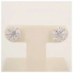 7.5mm Cluster Diamond Studs - 18K Whte Gold