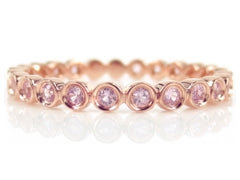 18K Rose Gold Bezel Set Round Light Pink Sapphire Eternity Band - 2.2mm