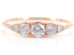 Seven Stones Graduated Round Diamond Ring - 18K White Gold