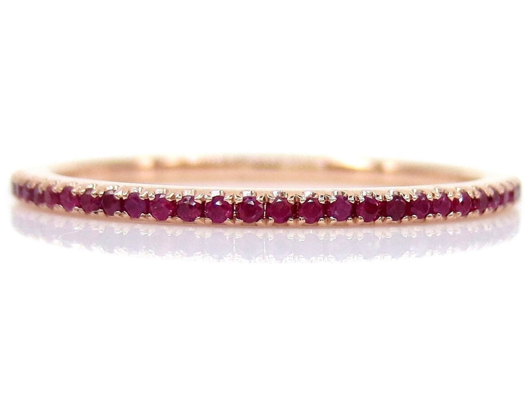 Micro Pavé Ruby Eternity Band - 18K Rose Gold