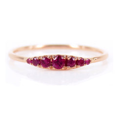 Seven Stones Graduated Ruby Ring in 18K White Gold