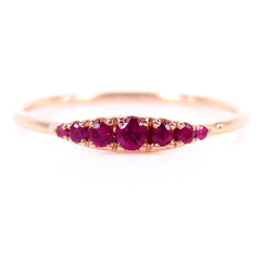 Seven-Stones Graduated Ruby Ring in 18K Yellow  Gold