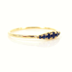 Seven Stones Graduated Blue Sapphire Ring - 18K Yellow Gold