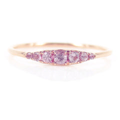 Seven Stones Graduated Light Pink Sapphire Ring - 18K Rose Gold
