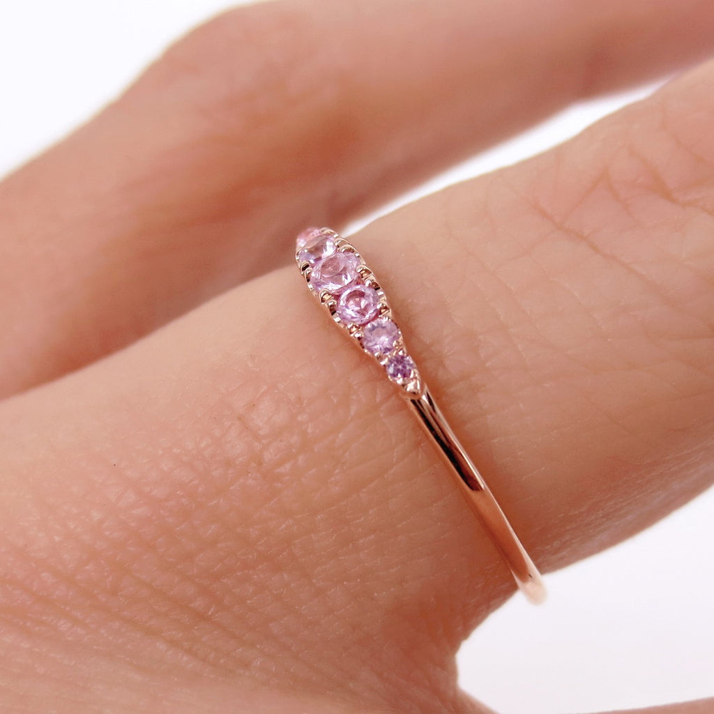 Seven Stones Graduated Light Pink Sapphire Ring - 18K Rose Gold – Zina  Tahiri, Inc