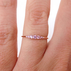 Seven Stones Graduated Light Pink Sapphire Ring - 18K Rose Gold