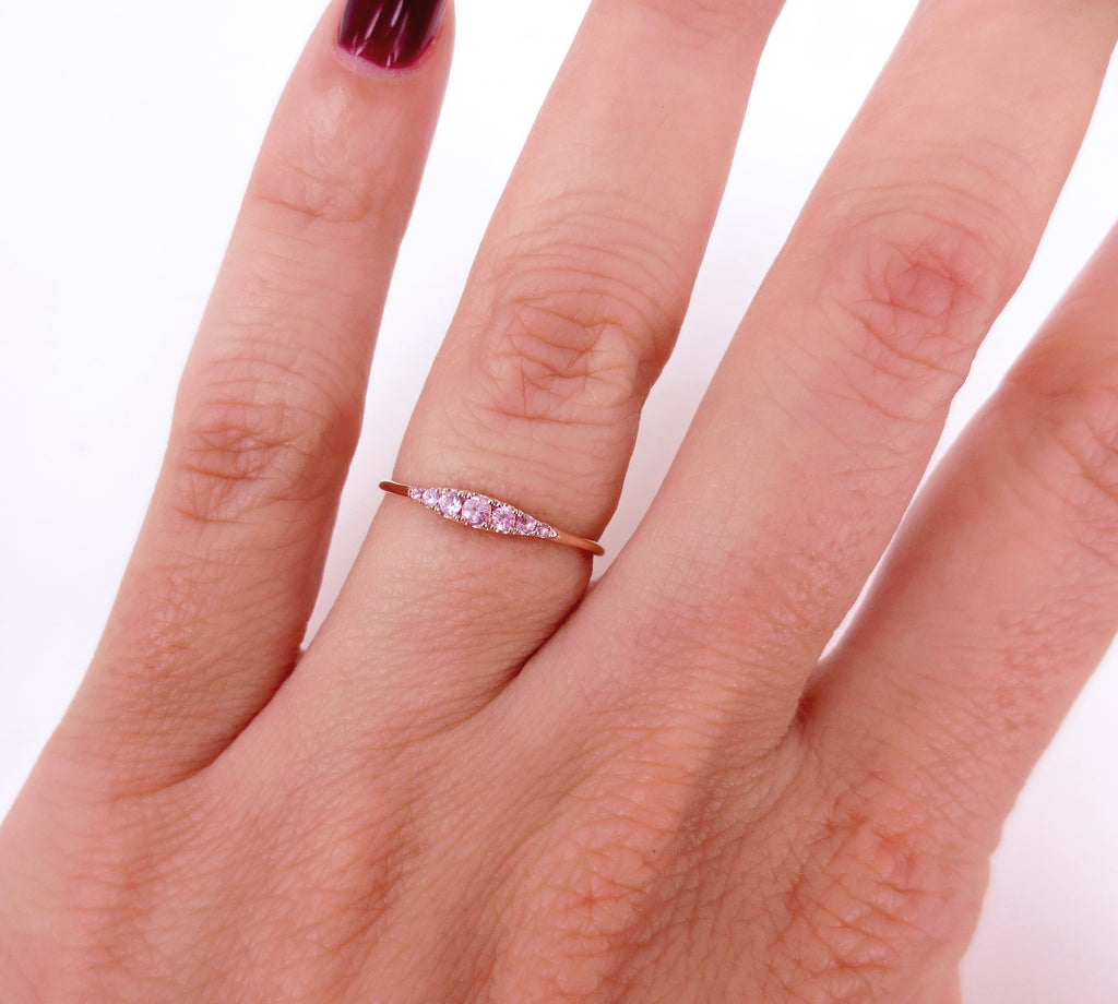 Seven Stones Graduated Light Pink Sapphire Ring - 18K Rose Gold – Zina  Tahiri, Inc