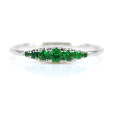 Seven Stones Graduated Tsavorite Ring - 18K White Gold