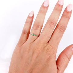 Seven Stones Graduated Tsavorite Ring - 18K White Gold