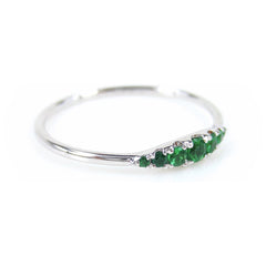 Seven Stones Graduated Tsavorite Ring - 18K White Gold