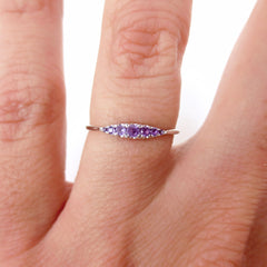 Seven Stones Graduated Amethyst Ring - 18K White Gold