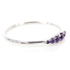 Seven Stones Graduated Amethyst Ring - 18K White Gold