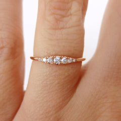 Seven Stones Graduated Round Diamond Ring - 18K Rose Gold
