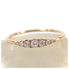 Seven Stones Graduated Round Diamond Ring - 18K Rose Gold