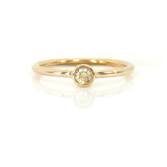 0.07 cts Bezel-Set Solitaire Yellow Diamond Ring - 14K Yellow Gold