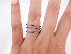 Trio stacking Diamond & Ruby Eternity Bands - 18K Gold