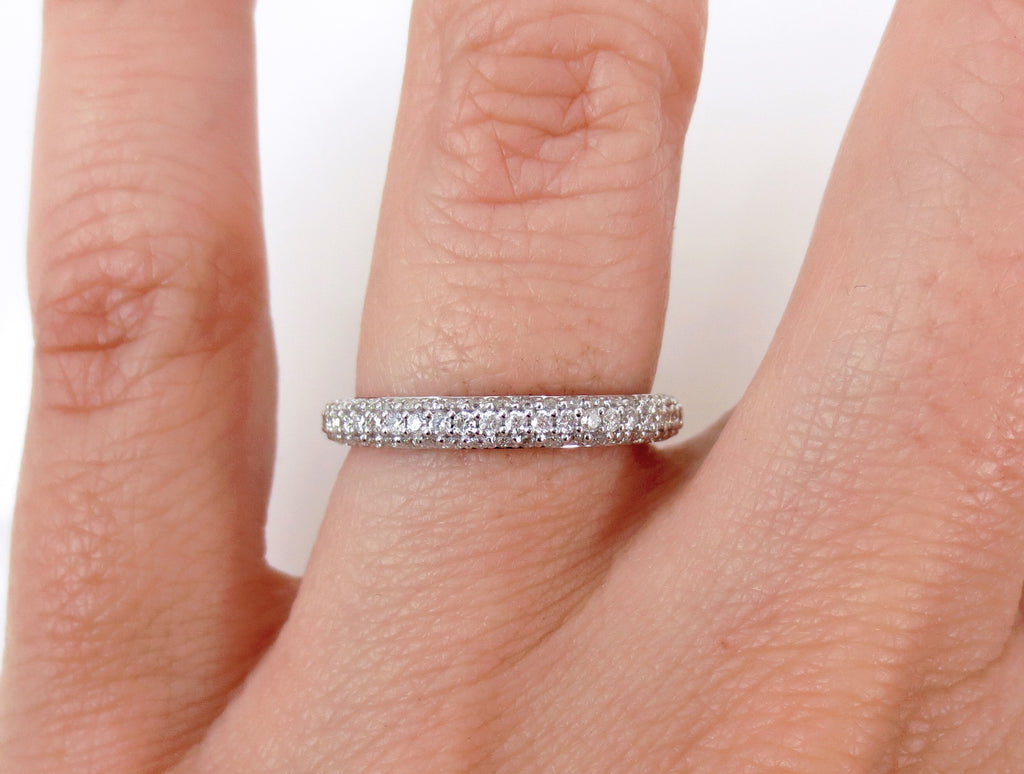 3 row micro pave wedding hot sale band