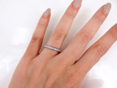 Three Row Micropavé Diamond dome Eternity Wedding Band - 18K White Gold