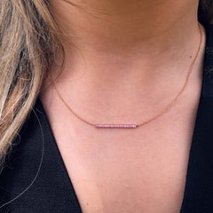 Light Pink Sapphire Mini Bar Necklace - 18K Rose Gold