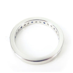 Diamonds & Blue Sapphires Half-eternity Band - Milgrain Edges - Edwardian Inspired