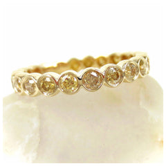 Bezel-set Round Yellow Diamond Eternity Band - 18K Yellow Gold