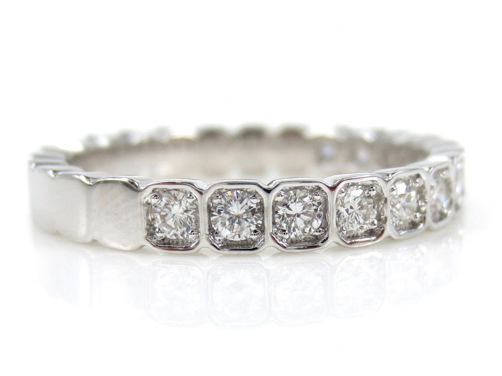 2.8mm Half-set Square Bezel Box Band round Diamonds - Wedding Band