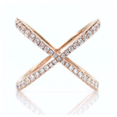 Diamond Pave Criss-cross X Ring in 18k Rose Gold