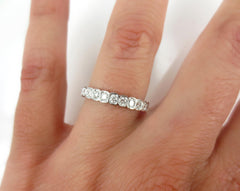 2.8mm Half-set Square Bezel Box Band round Diamonds - Wedding Band