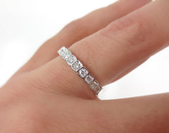 2.8mm Half-set Square Bezel Box Band round Diamonds - Wedding Band