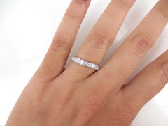 2.8mm Half-set Square Bezel Box Band round Diamonds - Wedding Band