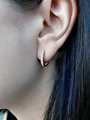 18K White Gold Diamond Huggie Hoop Earrings