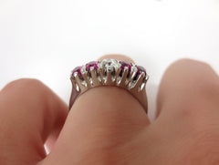 Antique Victorian Ruby and Diamond Five Stone Ring