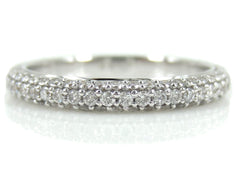 Three Row Micropavé Diamond dome Eternity Wedding Band - 18K White Gold