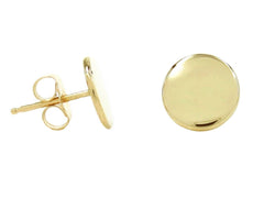 14K Yellow Gold Disc Stud Earrings
