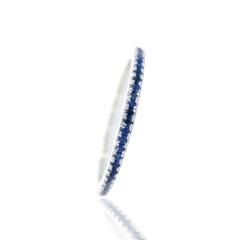 18K White Gold Dainty Blue Sapphire Eternity Band
