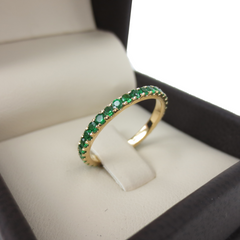 18K Yellow Gold Tsavorite Eternity Band  - 2mm